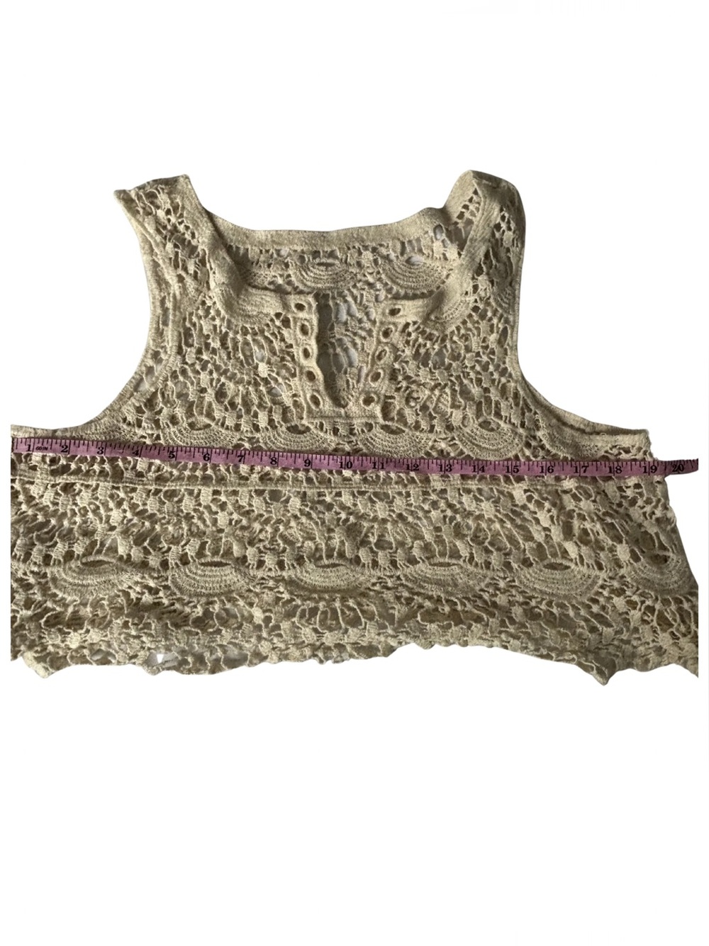 Lacy Cropped Coverup Tank Top. - Picture 2 of 6